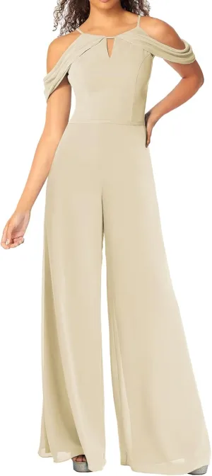 ISABUFEI Jumpsuit Bridesmaid Pantsuit Chiffon Wedding Guest Dresses for Women Evening Gowns Bridesmaid Dress Long Pants Suits