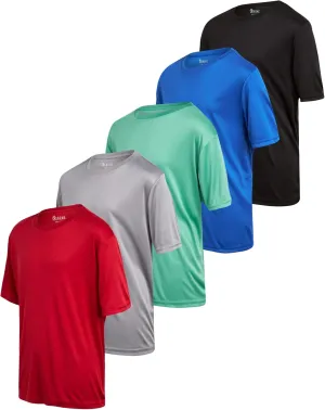 iXtreme Boys Athletic Shirts - 5 Pack Short Sleeve Dry Fit T-Shirts - Moisture Wicking Boys Shirts Summer Clothes (6-18)