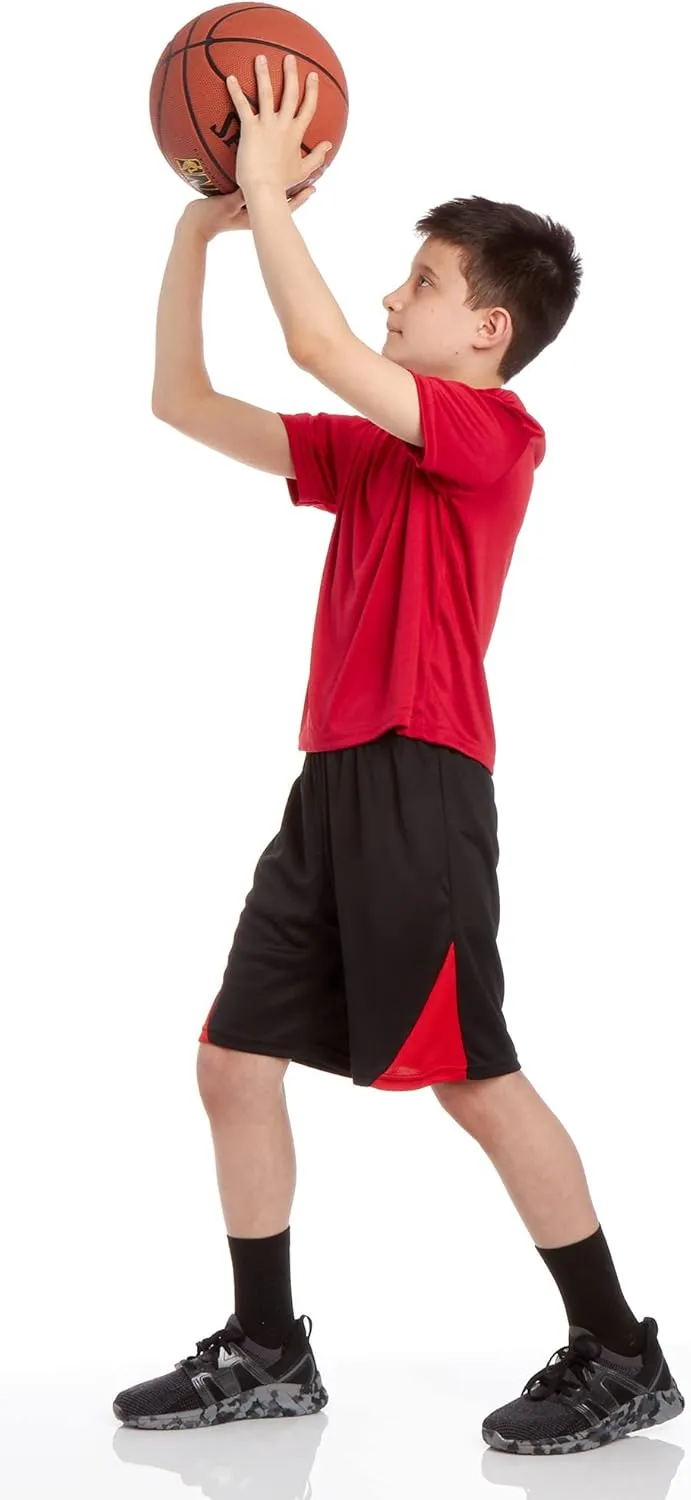 iXtreme Boys Athletic Shirts - 5 Pack Short Sleeve Dry Fit T-Shirts - Moisture Wicking Boys Shirts Summer Clothes (6-18)