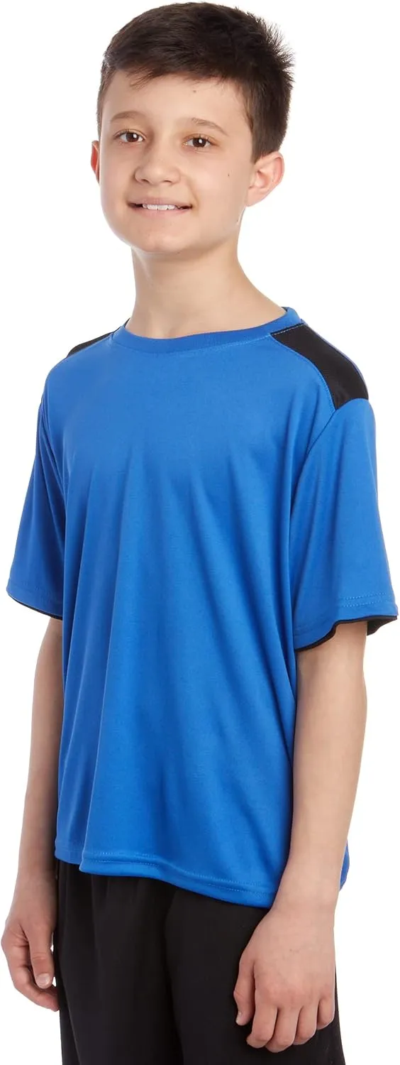 iXtreme Boys Athletic Shirts - 5 Pack Short Sleeve Dry Fit T-Shirts - Moisture Wicking Boys Shirts Summer Clothes (6-18)