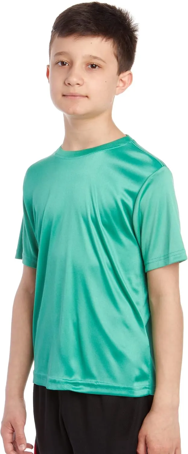 iXtreme Boys Athletic Shirts - 5 Pack Short Sleeve Dry Fit T-Shirts - Moisture Wicking Boys Shirts Summer Clothes (6-18)