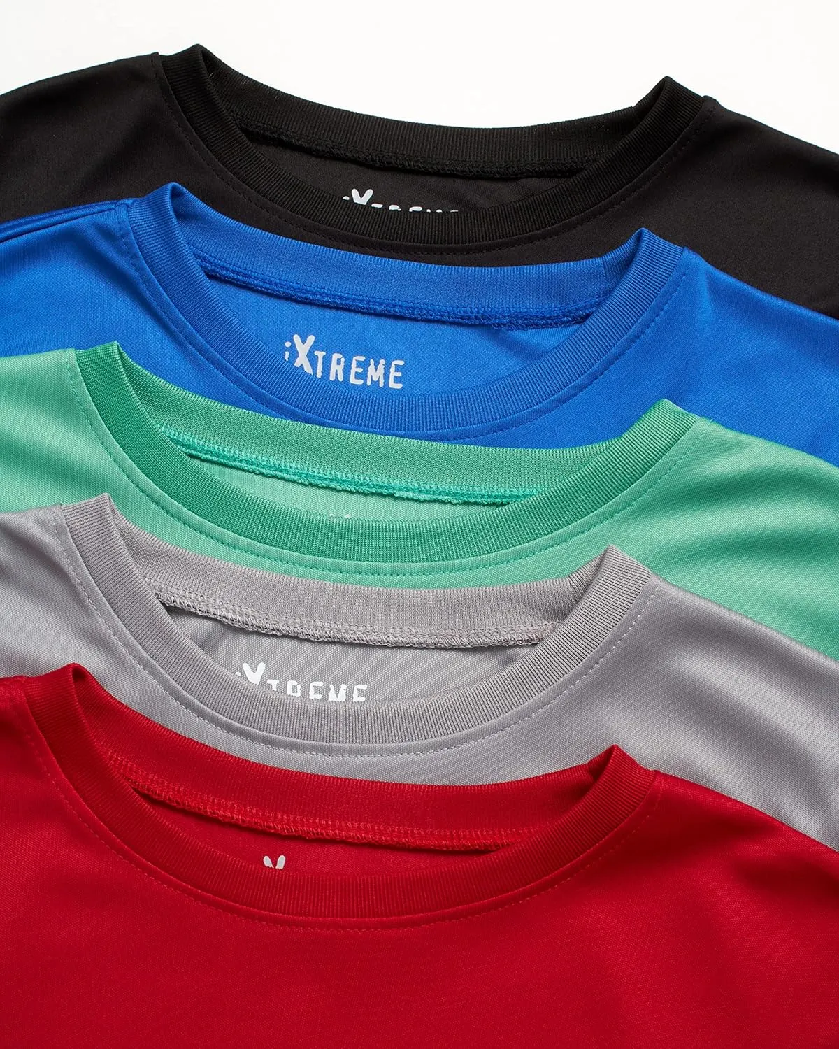 iXtreme Boys Athletic Shirts - 5 Pack Short Sleeve Dry Fit T-Shirts - Moisture Wicking Boys Shirts Summer Clothes (6-18)