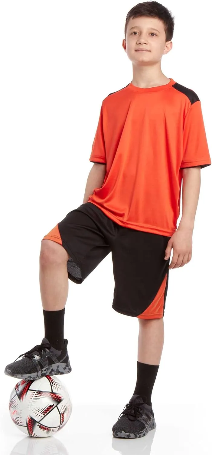 iXtreme Boys Athletic Shirts - 5 Pack Short Sleeve Dry Fit T-Shirts - Moisture Wicking Boys Shirts Summer Clothes (6-18)