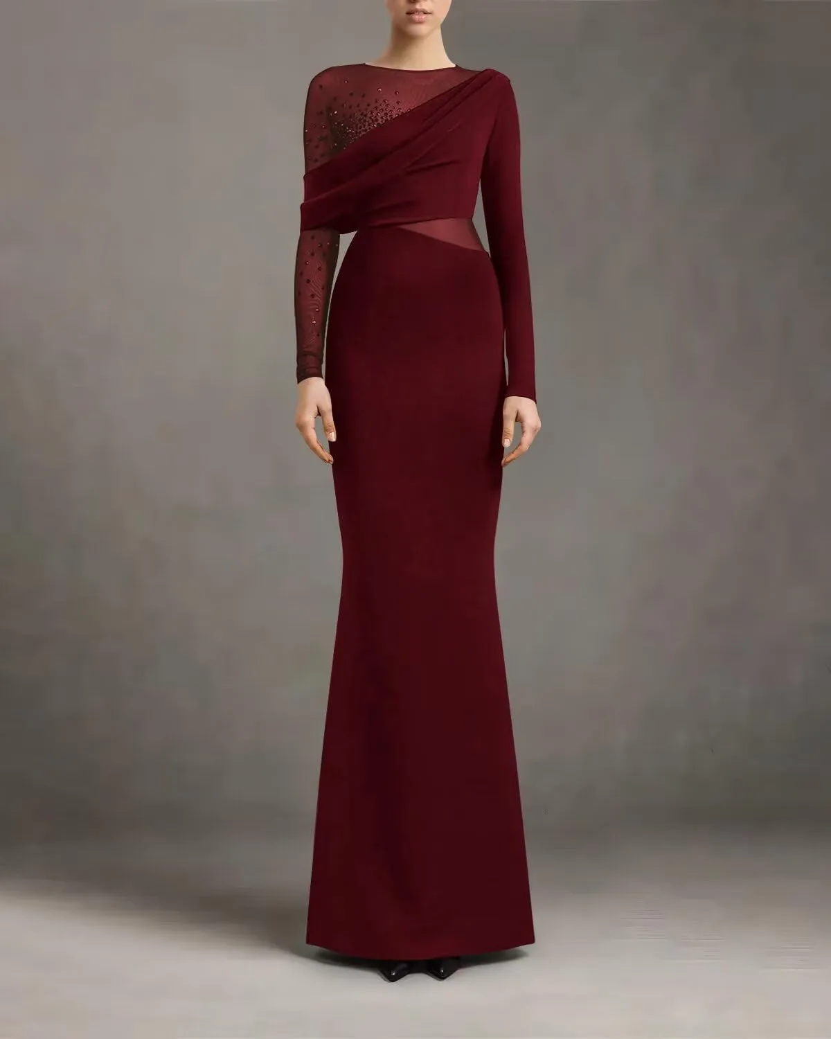 Jamille Mermaid Prom Dresses 2024 for Women Long Sleeve Satin Formal Evening Gowns Cutout Party Dress JA0200