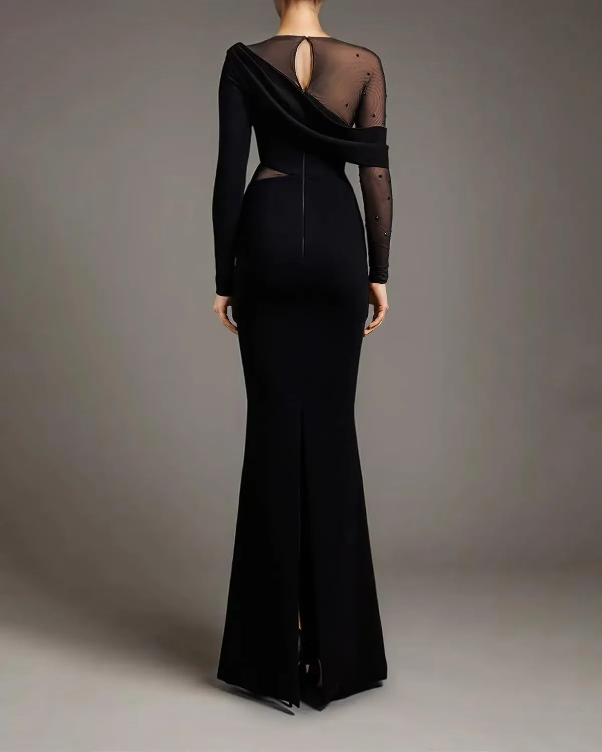 Jamille Mermaid Prom Dresses 2024 for Women Long Sleeve Satin Formal Evening Gowns Cutout Party Dress JA0200