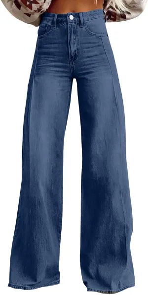 Jeans Women Cargo, Flare Jeans Petite Baggy High Waisted 2025 Trendy Wide Leg Summer Trousers Stretchy