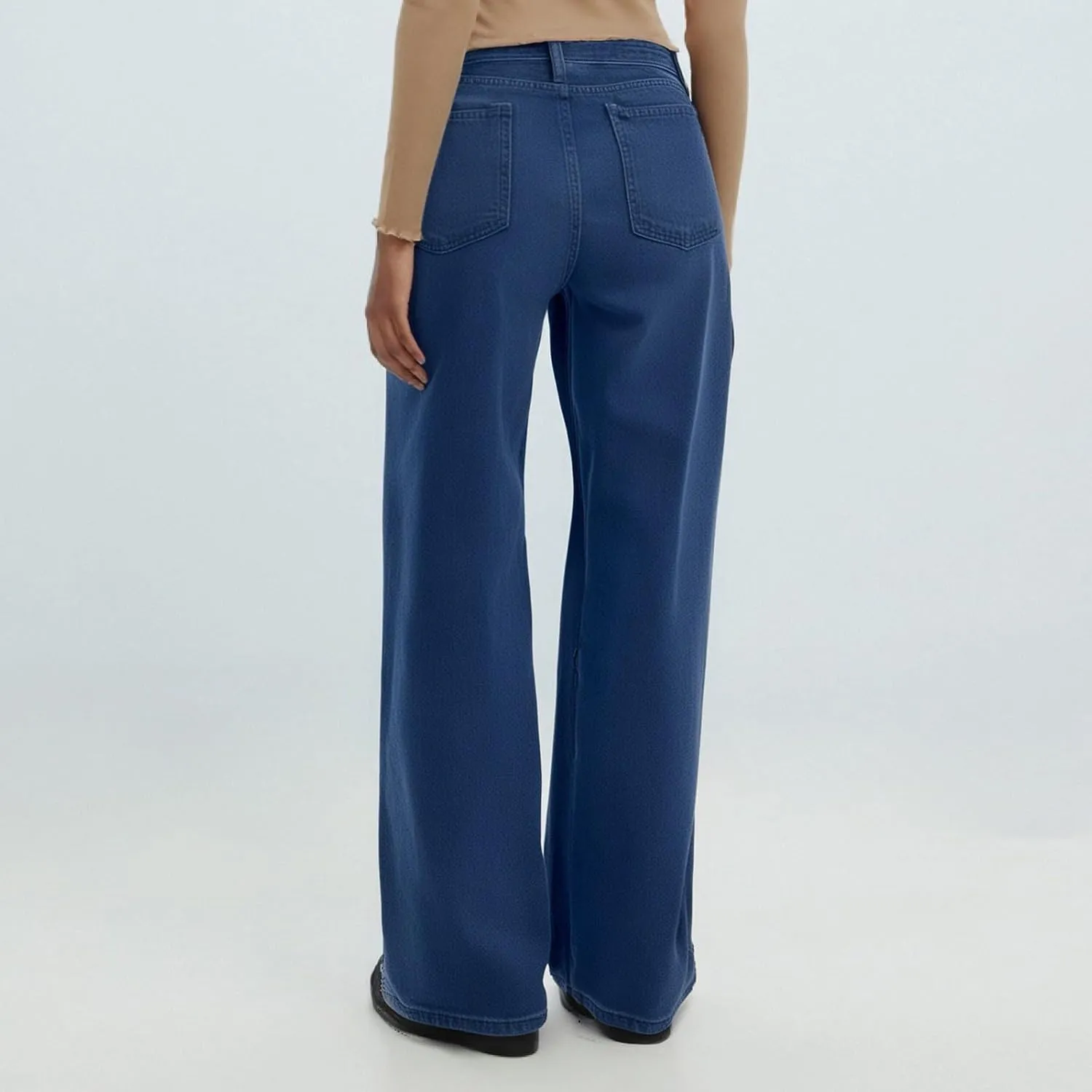 Jeans Women Cargo, Flare Jeans Petite Baggy High Waisted 2025 Trendy Wide Leg Summer Trousers Stretchy