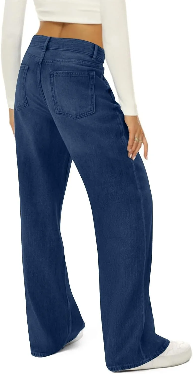 Jeans Women Cargo, Flare Jeans Petite Baggy High Waisted 2025 Trendy Wide Leg Summer Trousers Stretchy