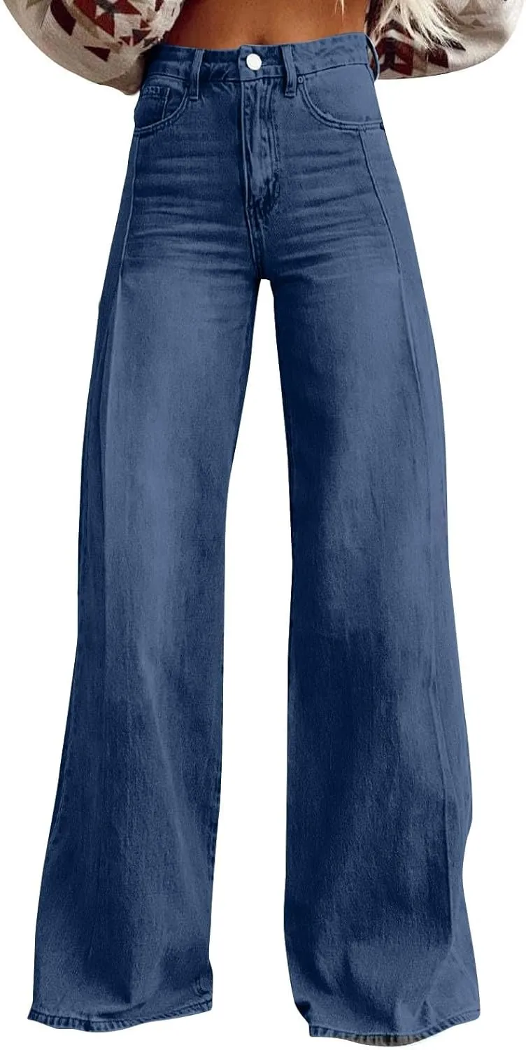 Jeans Women Cargo, Flare Jeans Petite Baggy High Waisted 2025 Trendy Wide Leg Summer Trousers Stretchy