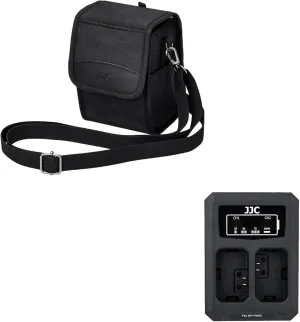 JJC Travel Carrying Camera Case Pouch & NP-FW50 Battery Charger for Sony A6000 A6100 A6300 A6400 A6500 Mirrorless Cameras