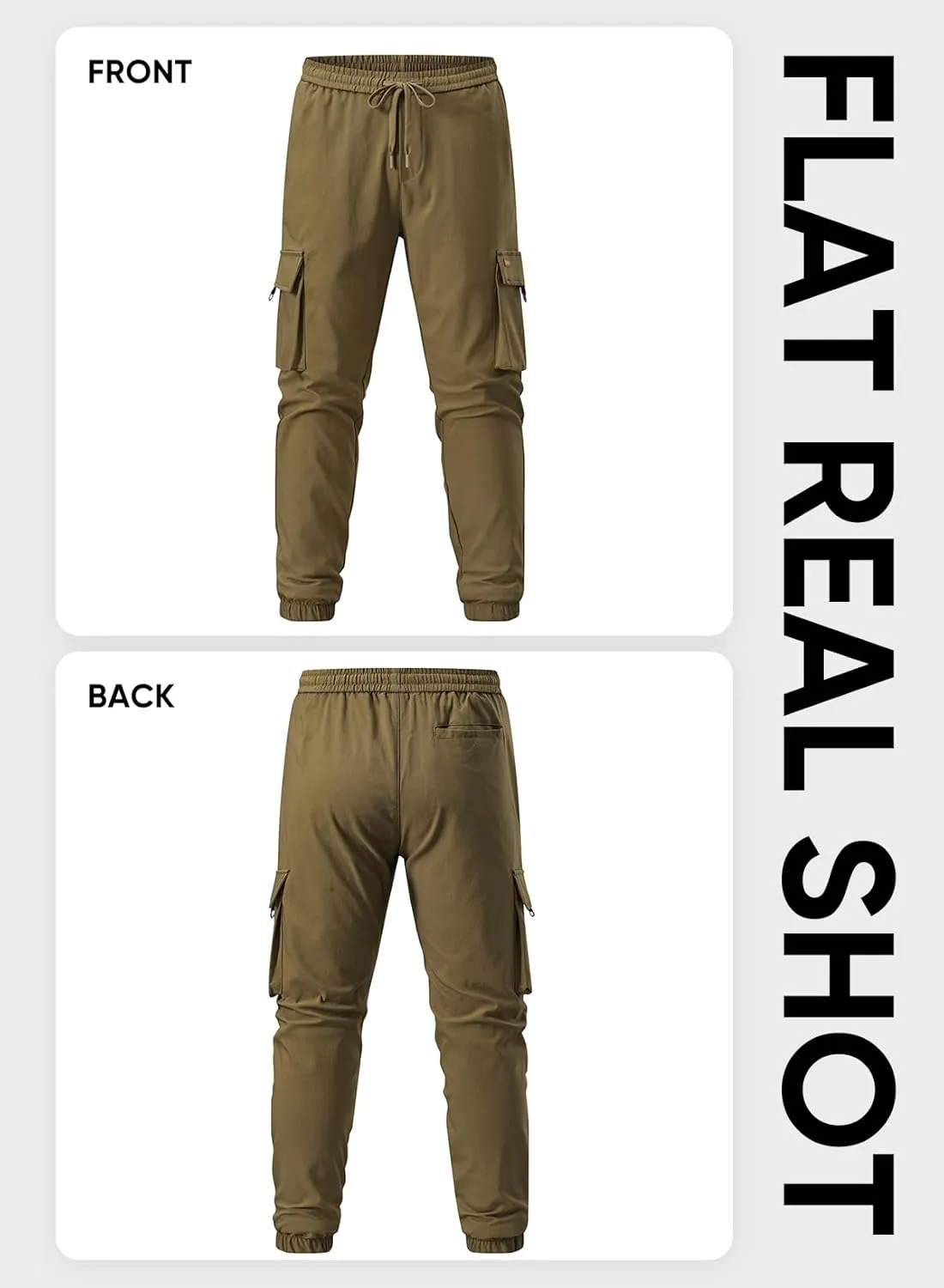 JMIERR Mens Cargo Pants Casual Lightweight Elastic Waist Drawstring Tapered Pant with Pockets