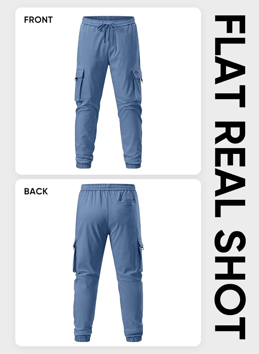 JMIERR Mens Cargo Pants Casual Lightweight Elastic Waist Drawstring Tapered Pant with Pockets