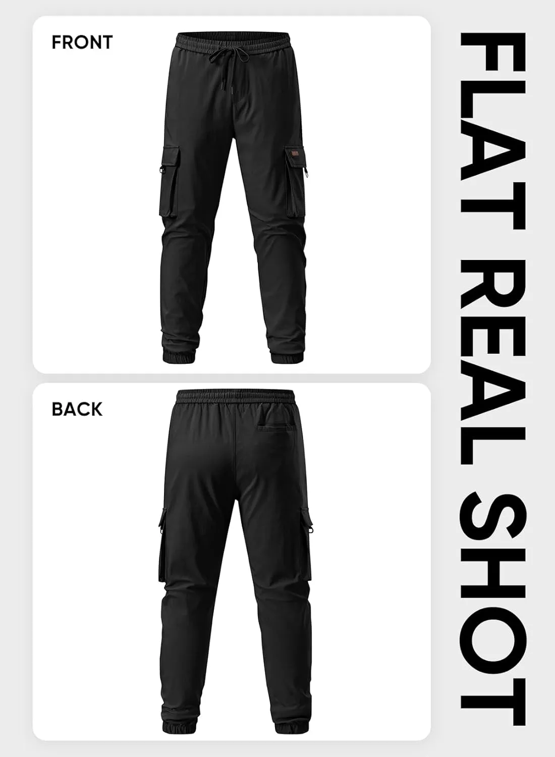 JMIERR Mens Cargo Pants Casual Lightweight Elastic Waist Drawstring Tapered Pant with Pockets