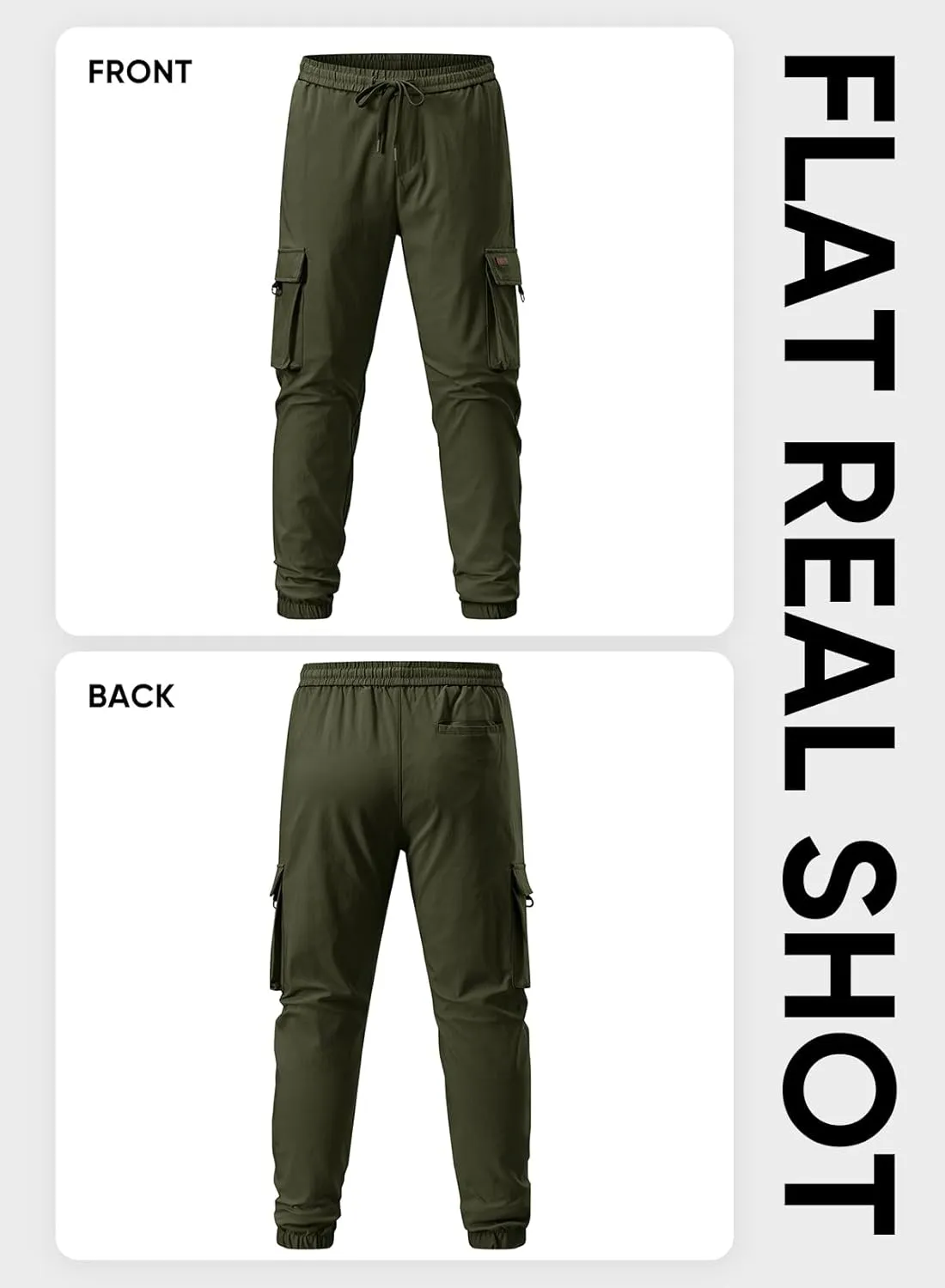 JMIERR Mens Cargo Pants Casual Lightweight Elastic Waist Drawstring Tapered Pant with Pockets
