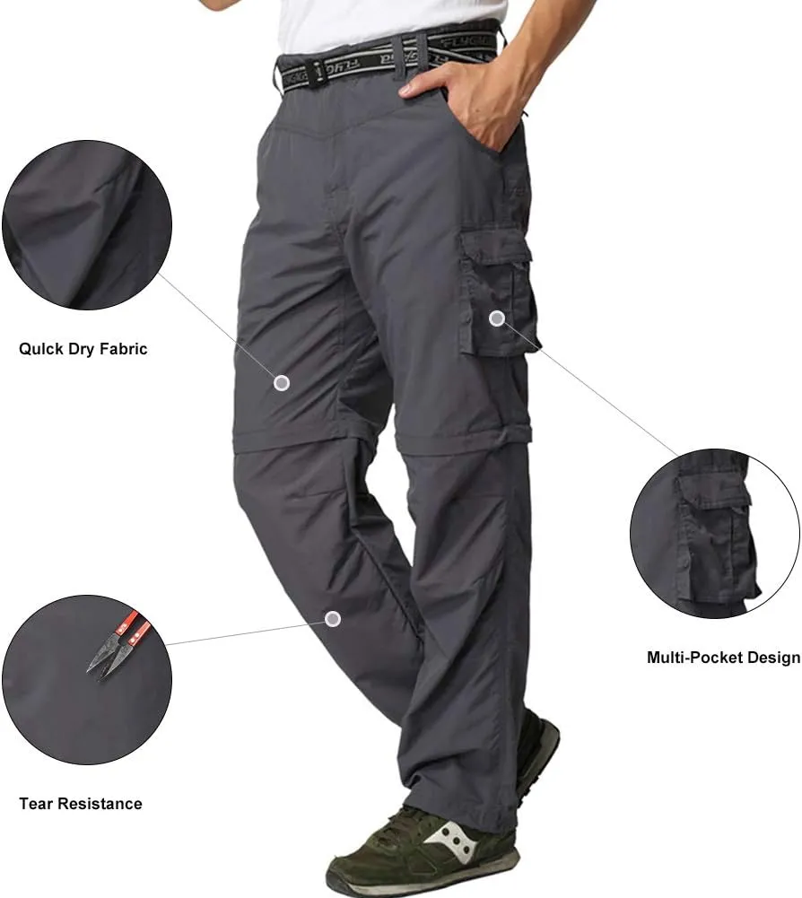 JOMLUN Mens Hiking Pants Zip Off Cargo Pants Lightweight Quick Dry Convertible Outdoor Shorts