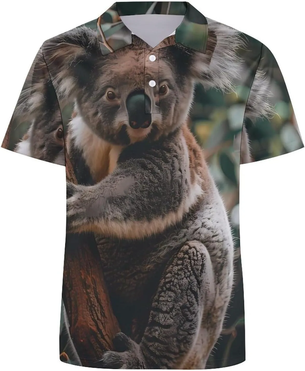 Koala Holding A Branch Mens Polo Shirts Quick Dry Short Sleeve T-shirts Slim Tennis Collared Tees Tops