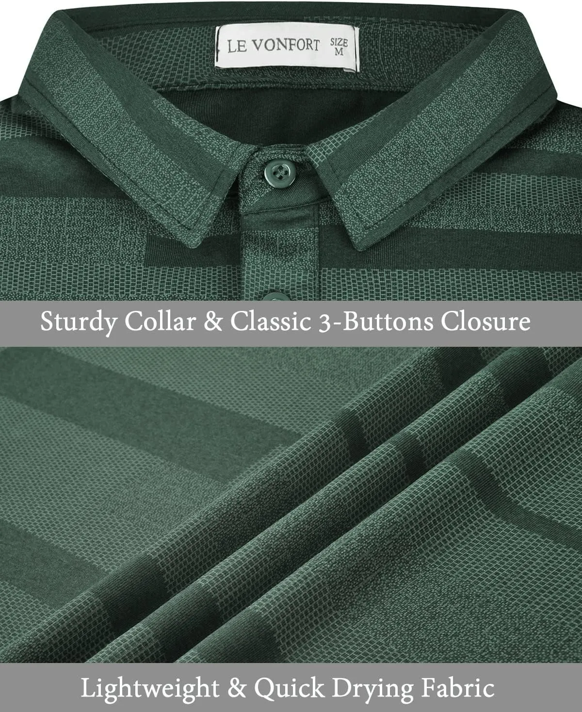Long Sleeve Polo Shirts for Men Casual Dress Polo Tee Shirts Lightweight Quick Dry Collared Golf Shirt
