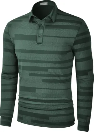 Long Sleeve Polo Shirts for Men Casual Dress Polo Tee Shirts Lightweight Quick Dry Collared Golf Shirt