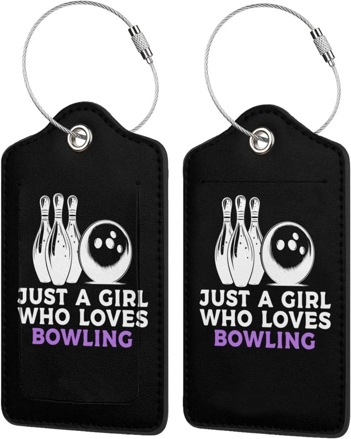 Luggage Tag Just A Girl Who Loves Bowling Pu Leather Identifiers Id Tag Bag Suitcase Labels