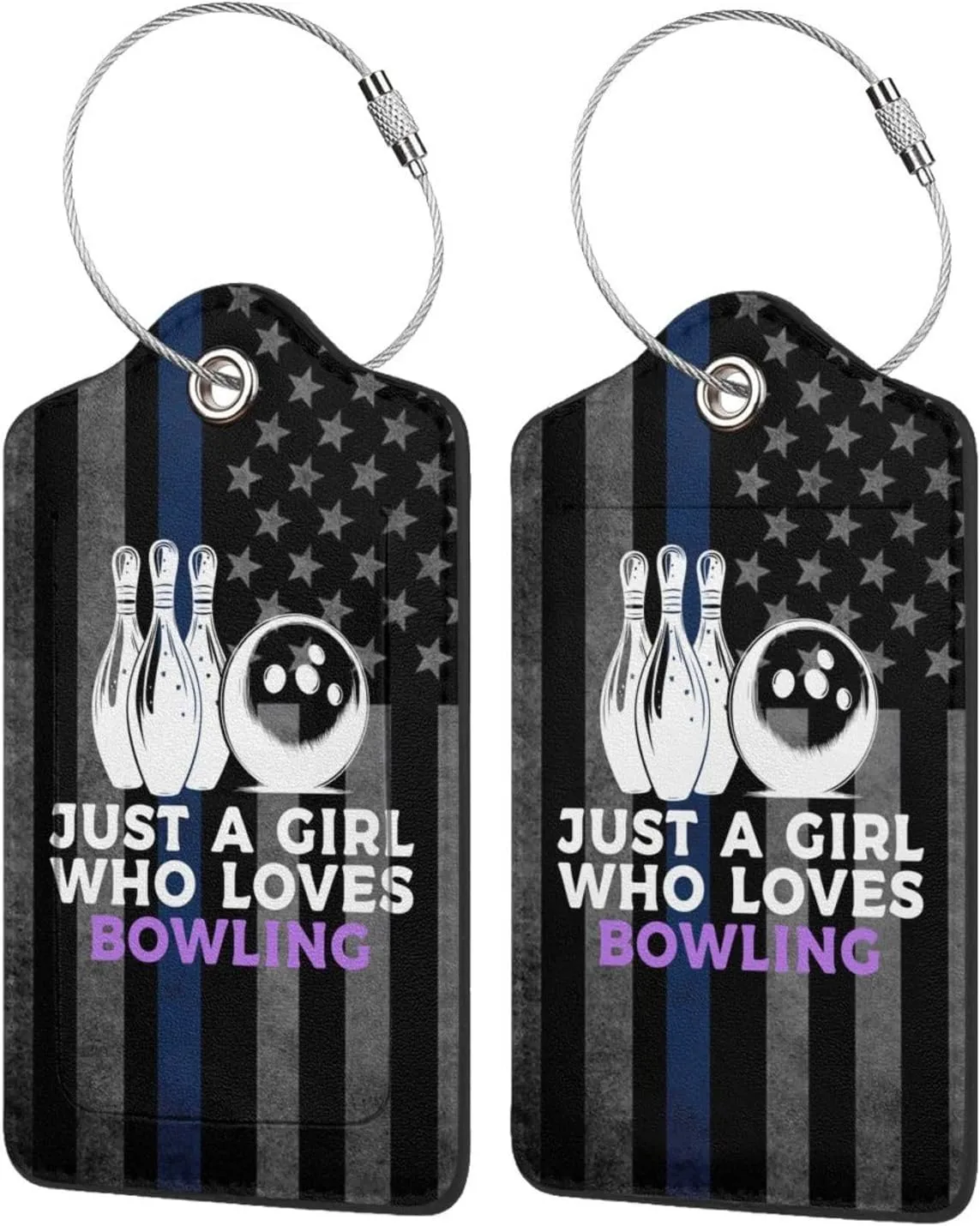 Luggage Tag Just A Girl Who Loves Bowling Pu Leather Identifiers Id Tag Bag Suitcase Labels