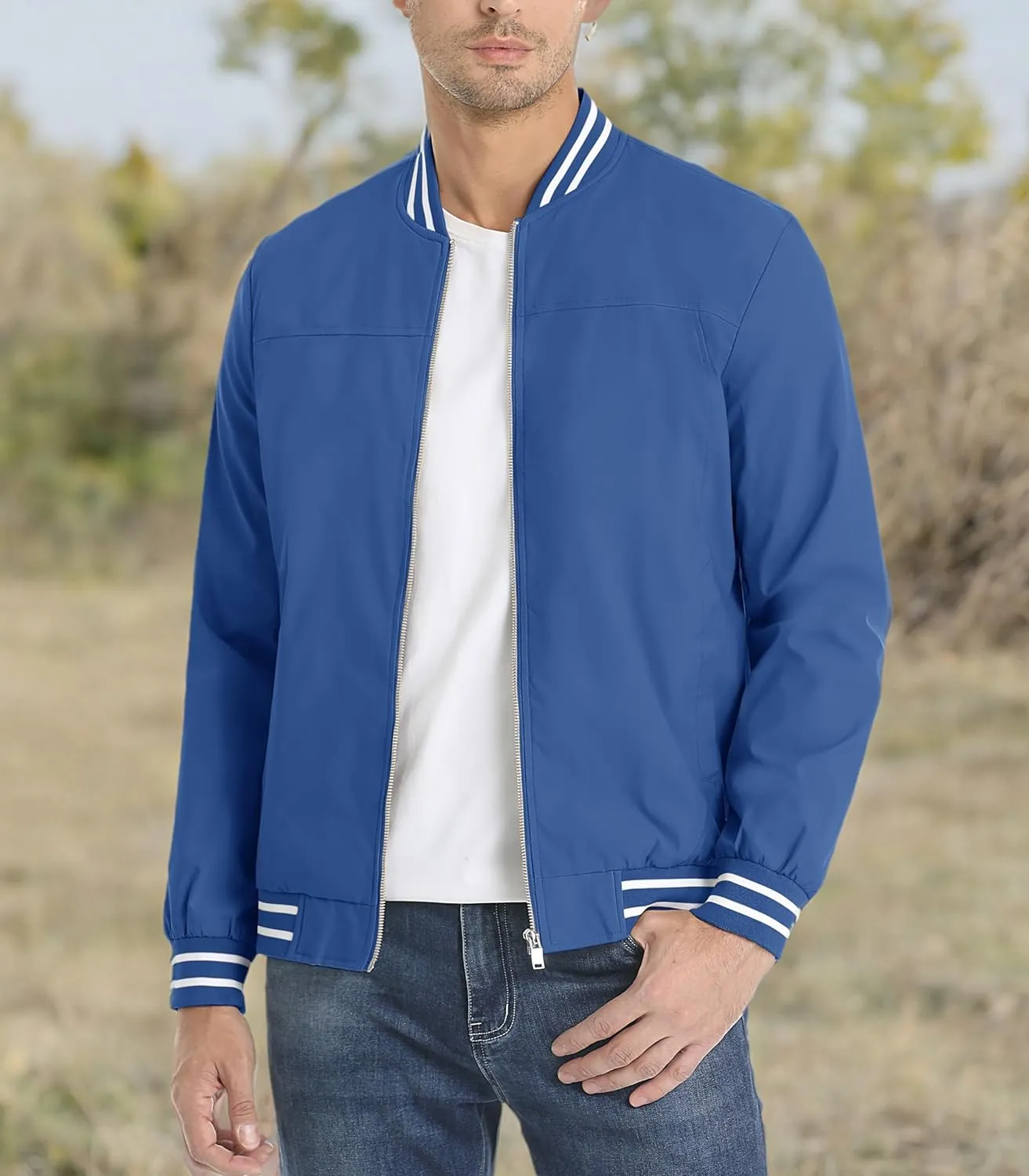 MAGNIVIT Men's Bomber Jackets Lightweight Jacket Varsity Flight Jacket Baseball Windbreaker Water Resistant Spring Autumn