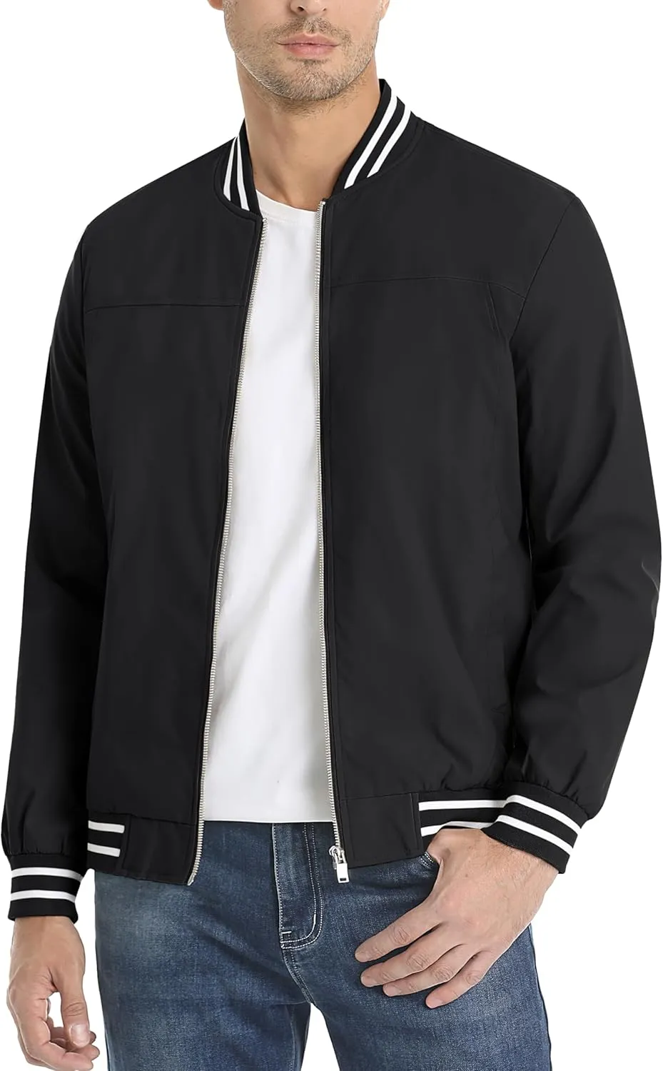 MAGNIVIT Men's Bomber Jackets Lightweight Jacket Varsity Flight Jacket Baseball Windbreaker Water Resistant Spring Autumn