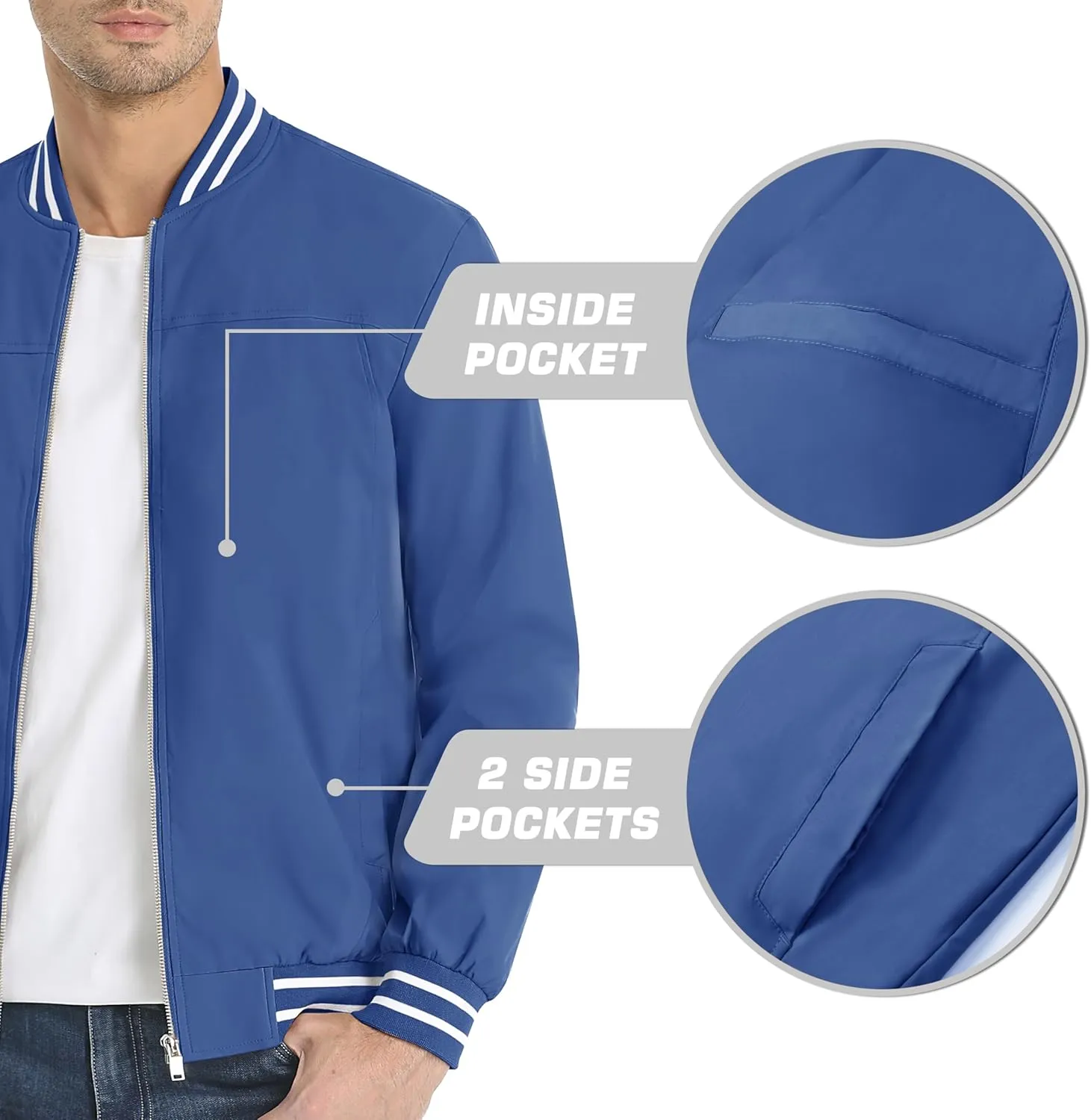 MAGNIVIT Men's Bomber Jackets Lightweight Jacket Varsity Flight Jacket Baseball Windbreaker Water Resistant Spring Autumn