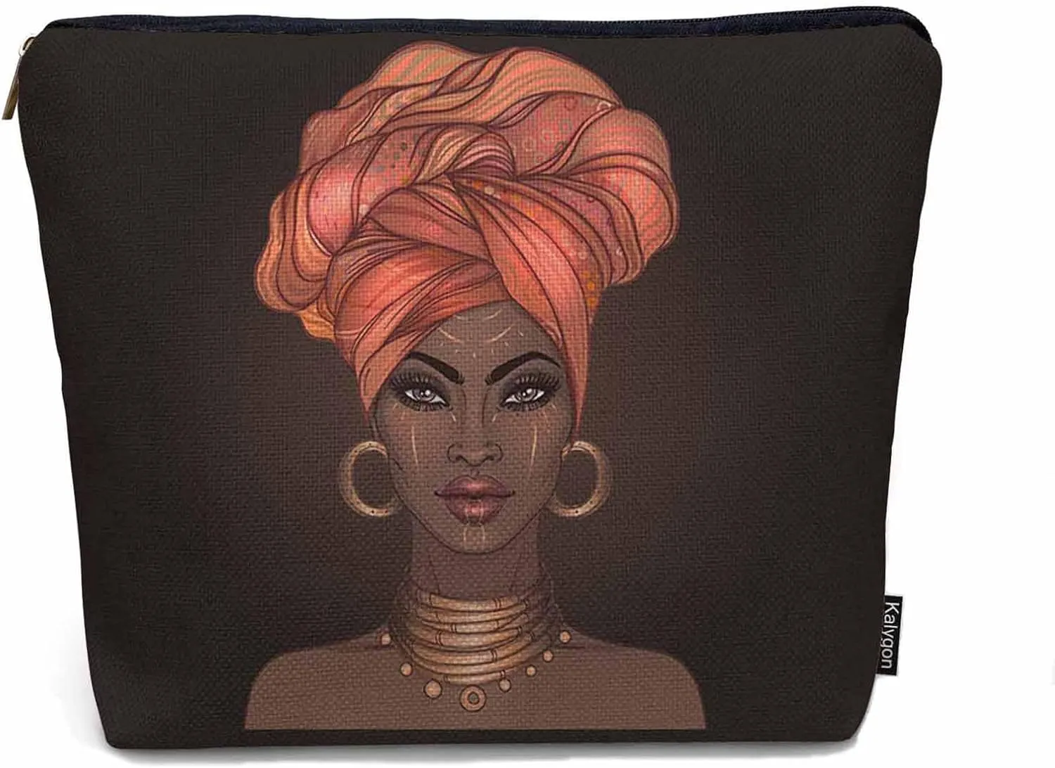 Makeup Bag African American Woman Makeup Bags For Purse Pouch, Black African Woman Sexy Lips And Turban Travel Toiletry Bag Cosmetic Bag Makeup Bags Flax Makeup Organizer Bag Pencil Pouch
