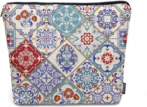 Mandala Floral Cosmetic Travel Bag For Toiletries, Ethnic Paisley Mandala Patchwork Makeup Bag Toiletry Bags For Women, Flax Cosmetic Bags Make Up Bag Purse Toiletries Bag Birthday Gift