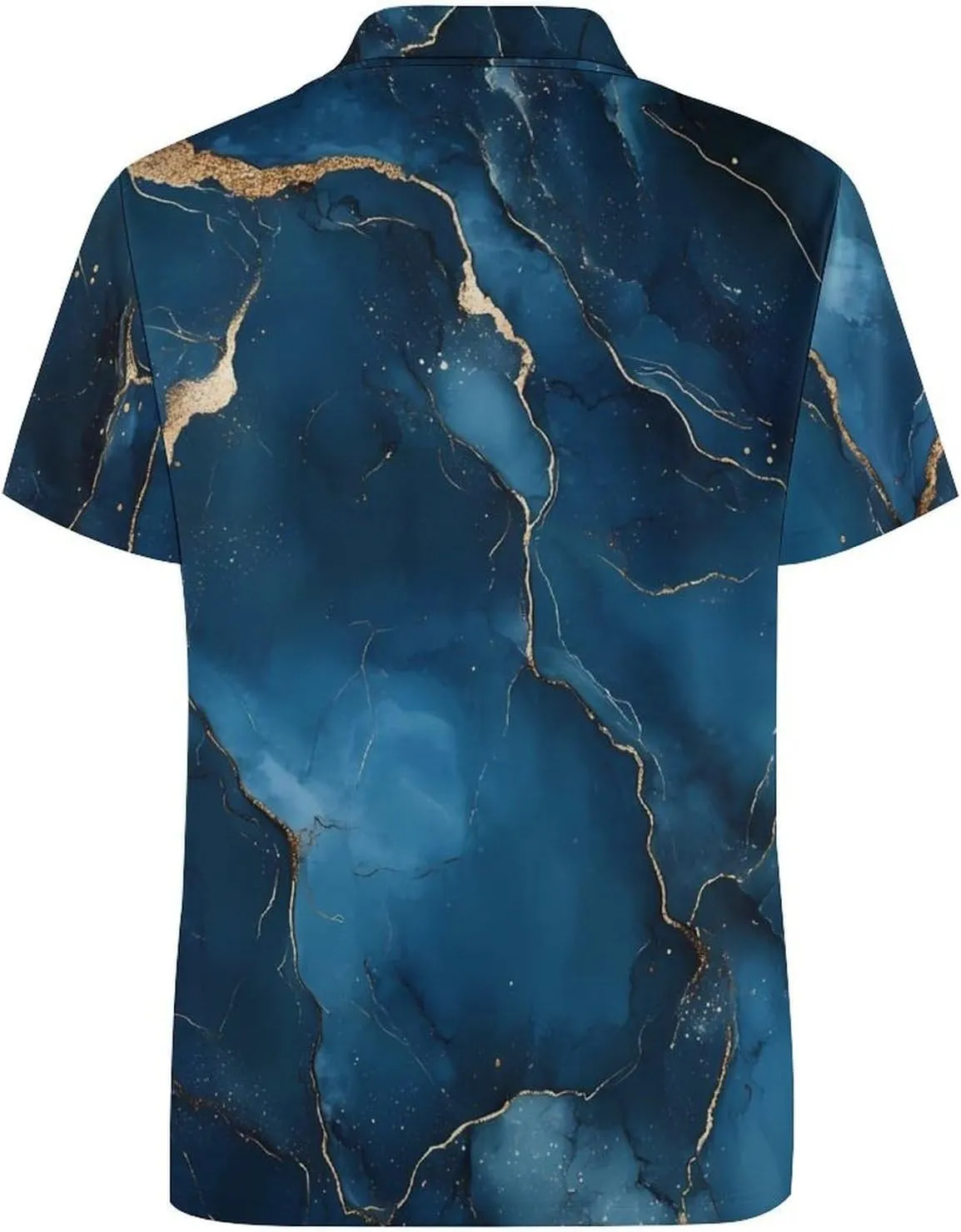 Marble Blue Gold Pattern Mens Polo Shirts Quick Dry Short Sleeve T-shirts Slim Tennis Collared Tees Tops