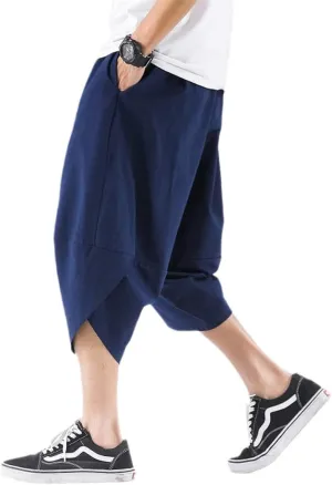 Mens Cross Pants Streetwear Harem Pants Loose Chinese Style Pants Large Size