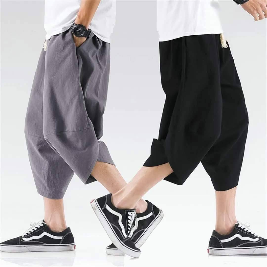 Mens Cross Pants Streetwear Harem Pants Loose Chinese Style Pants Large Size