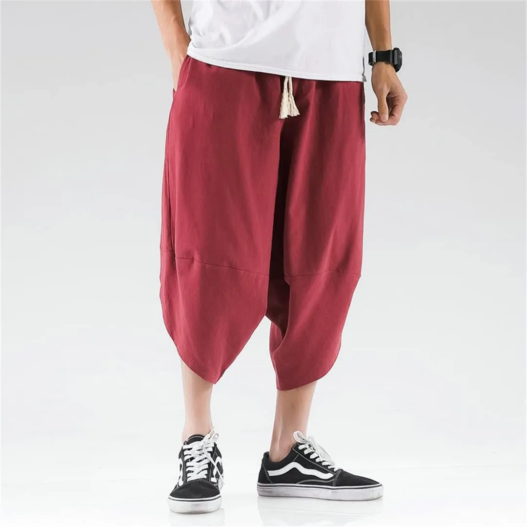 Mens Cross Pants Streetwear Harem Pants Loose Chinese Style Pants Large Size