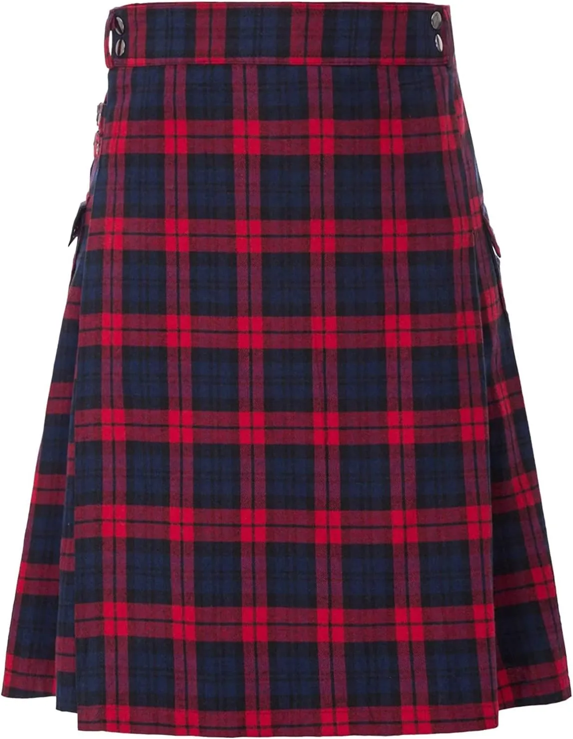 Men's Fashion Scottish Style Plaid Contrast Color Pocket Pleated Skirt Kilt for Men Irish Traditional Highland