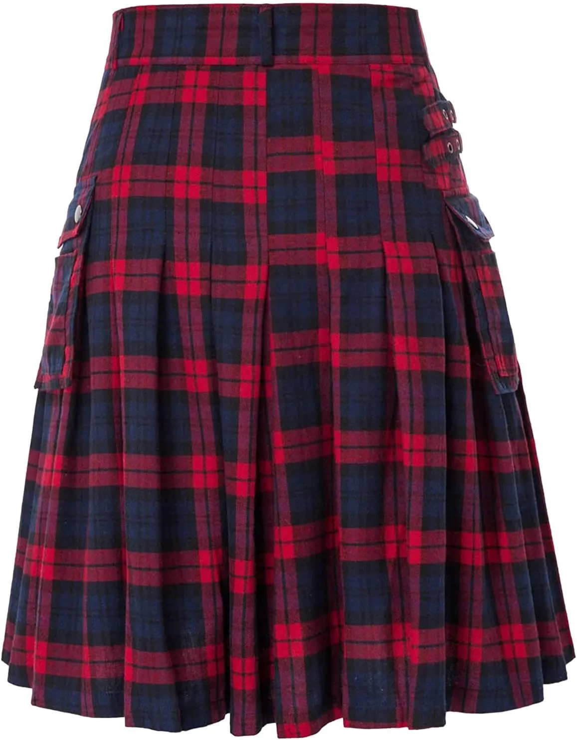 Men's Fashion Scottish Style Plaid Contrast Color Pocket Pleated Skirt Kilt for Men Irish Traditional Highland