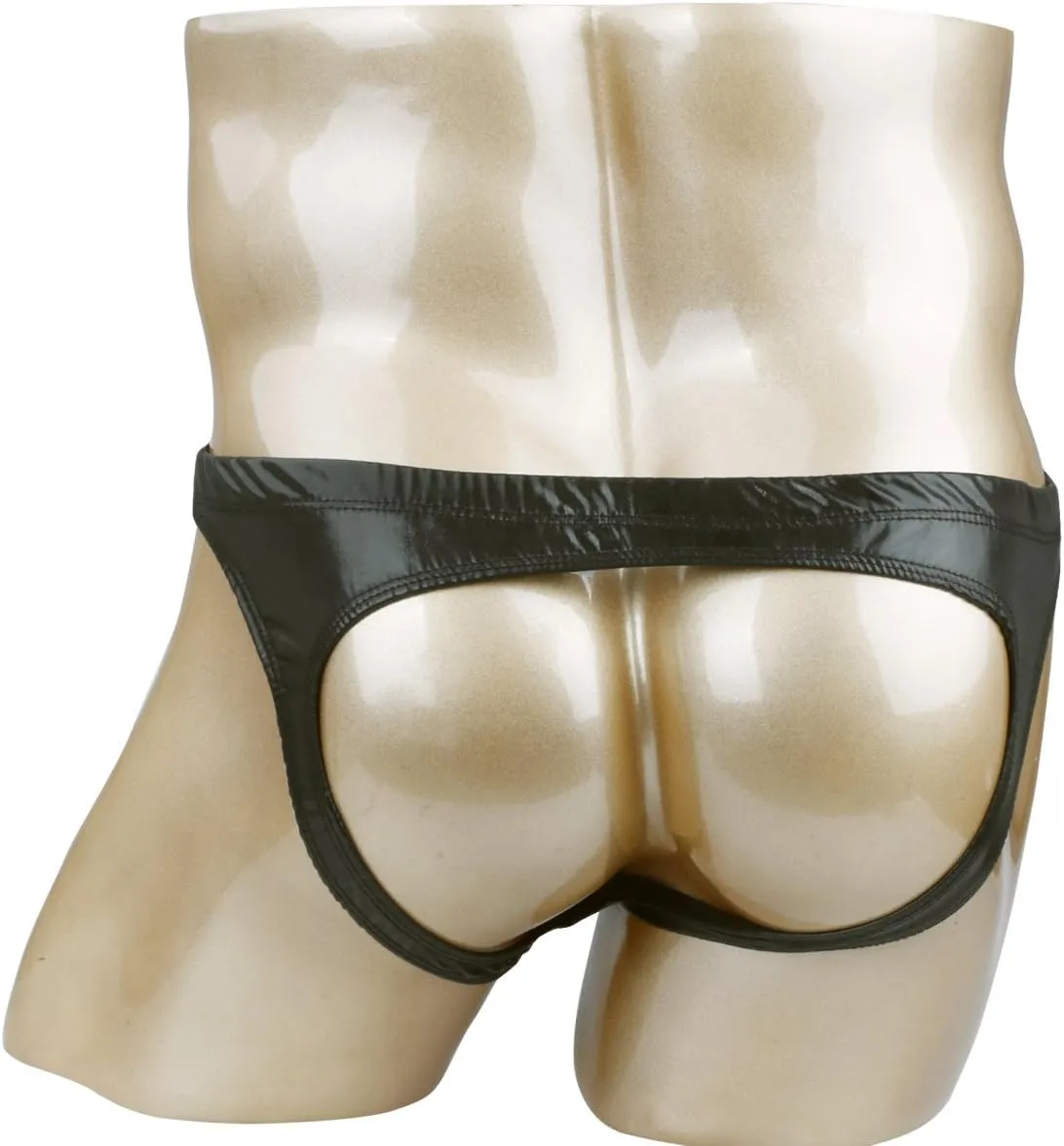 Men's Sexy Faux Leather Thong Wet Look Bikini G-string Briefs Clubwear O-ring Pantie Underwear