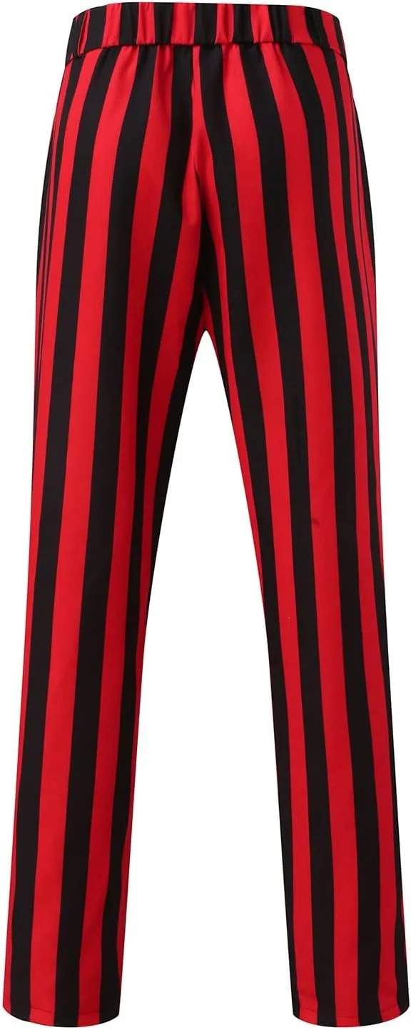Mens Striped Stretch Dress Pants Slim Fit Skinny Fashion Chino Pants Casual Business Golf Flat Front Long Suit Pant
