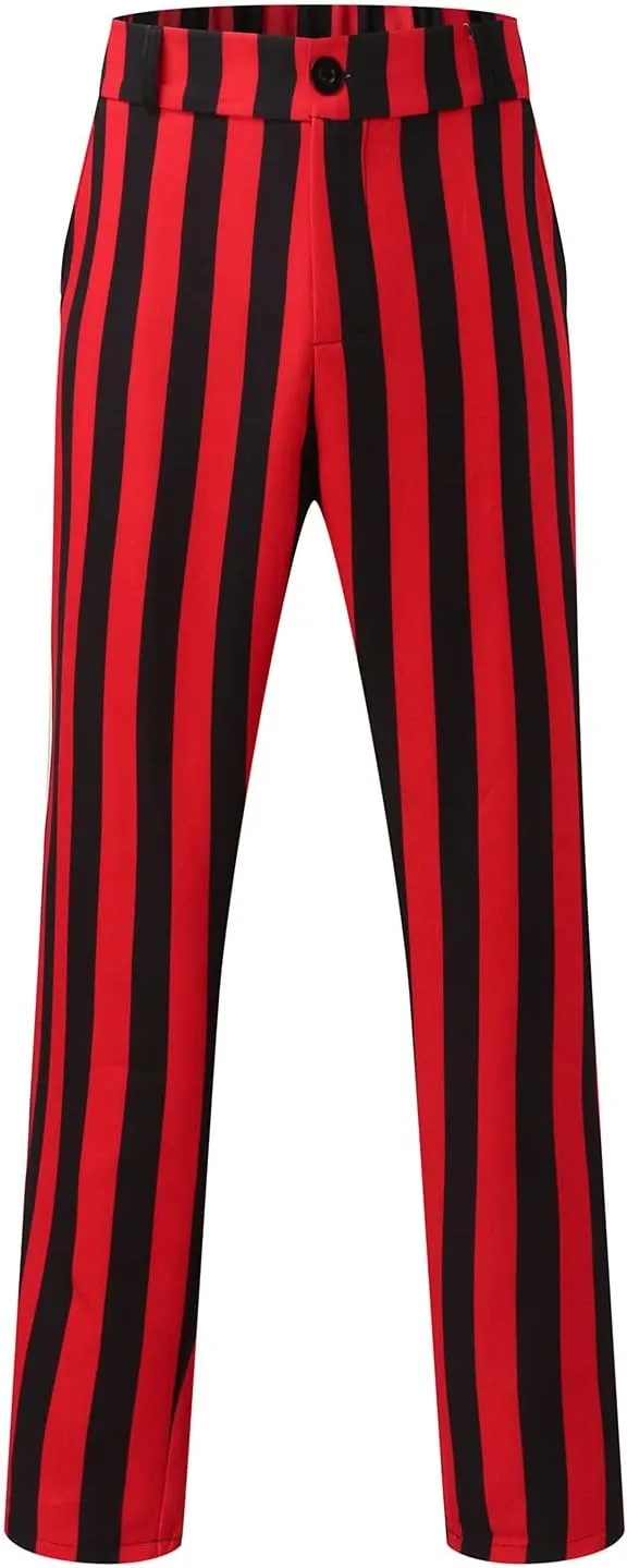 Mens Striped Stretch Dress Pants Slim Fit Skinny Fashion Chino Pants Casual Business Golf Flat Front Long Suit Pant