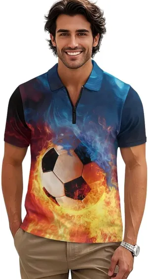 Men's Zipper Shirts Short Sleeve Golf Shirt Summer Athletic Tennis Shirt Casual Slim Fit Golf Shirts for Men
