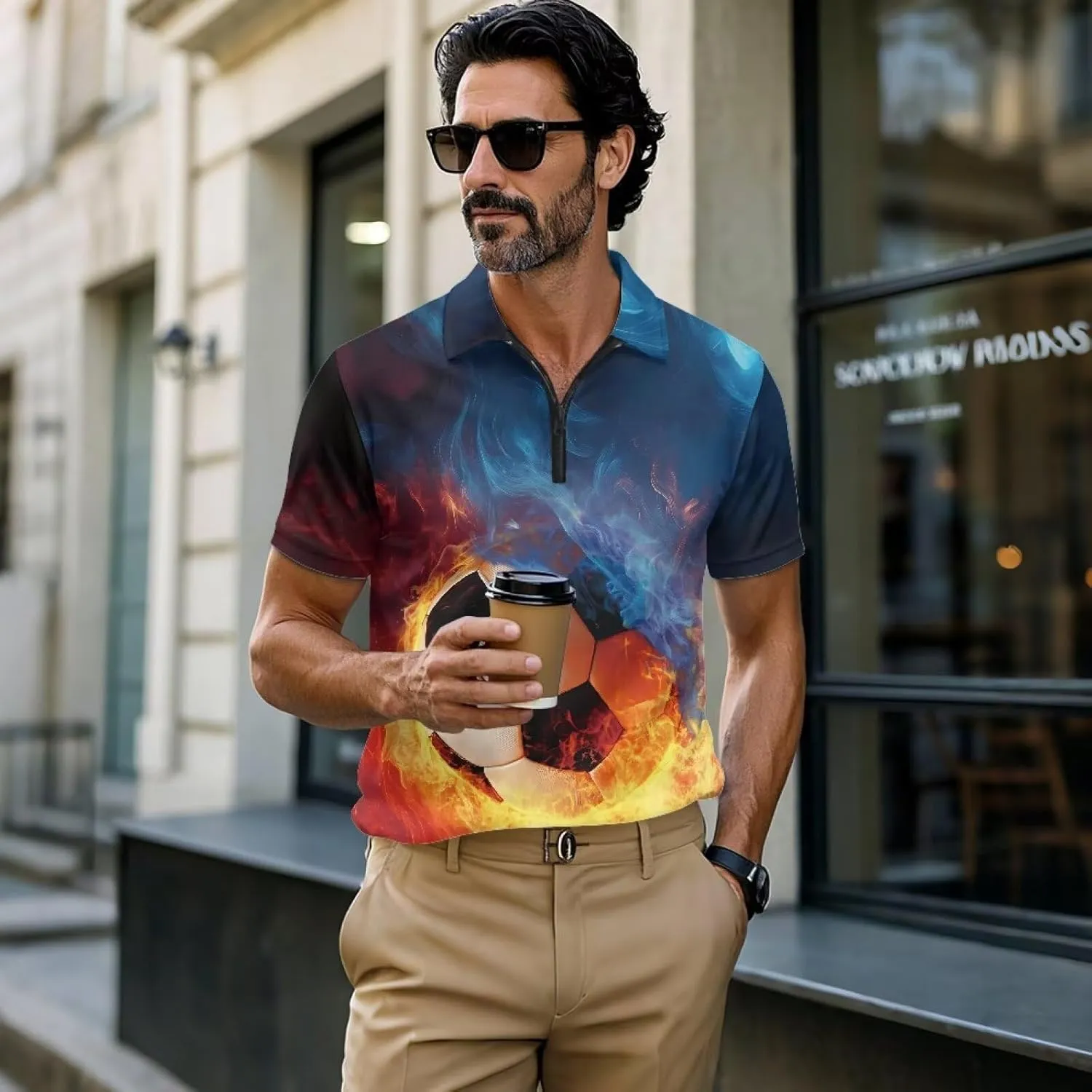Men's Zipper Shirts Short Sleeve Golf Shirt Summer Athletic Tennis Shirt Casual Slim Fit Golf Shirts for Men