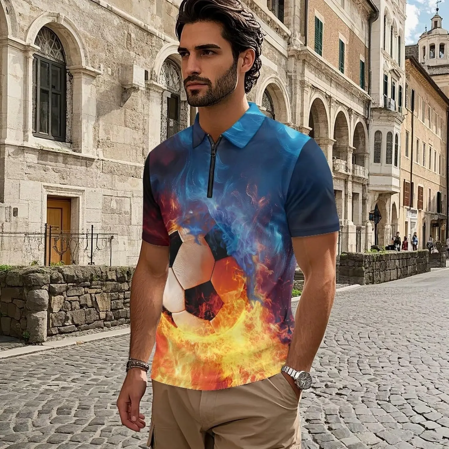 Men's Zipper Shirts Short Sleeve Golf Shirt Summer Athletic Tennis Shirt Casual Slim Fit Golf Shirts for Men