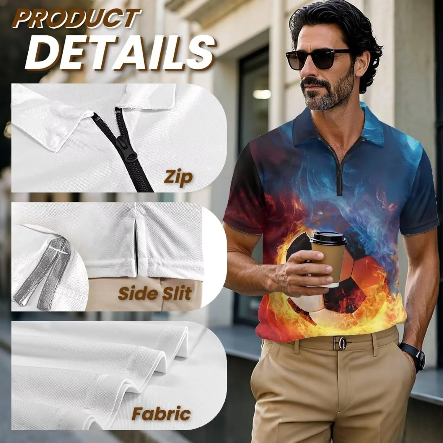 Men's Zipper Shirts Short Sleeve Golf Shirt Summer Athletic Tennis Shirt Casual Slim Fit Golf Shirts for Men