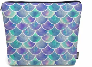 Mermaid Scale Makeup Organizer Bag Cosmetic Bag For Men Women, Rainbow Galaxy Mermaid Tail Scales Travel Toiletry Bag Flax Makeup Bags Purse Business Makeup Pouch For Toiletries Cosmetics