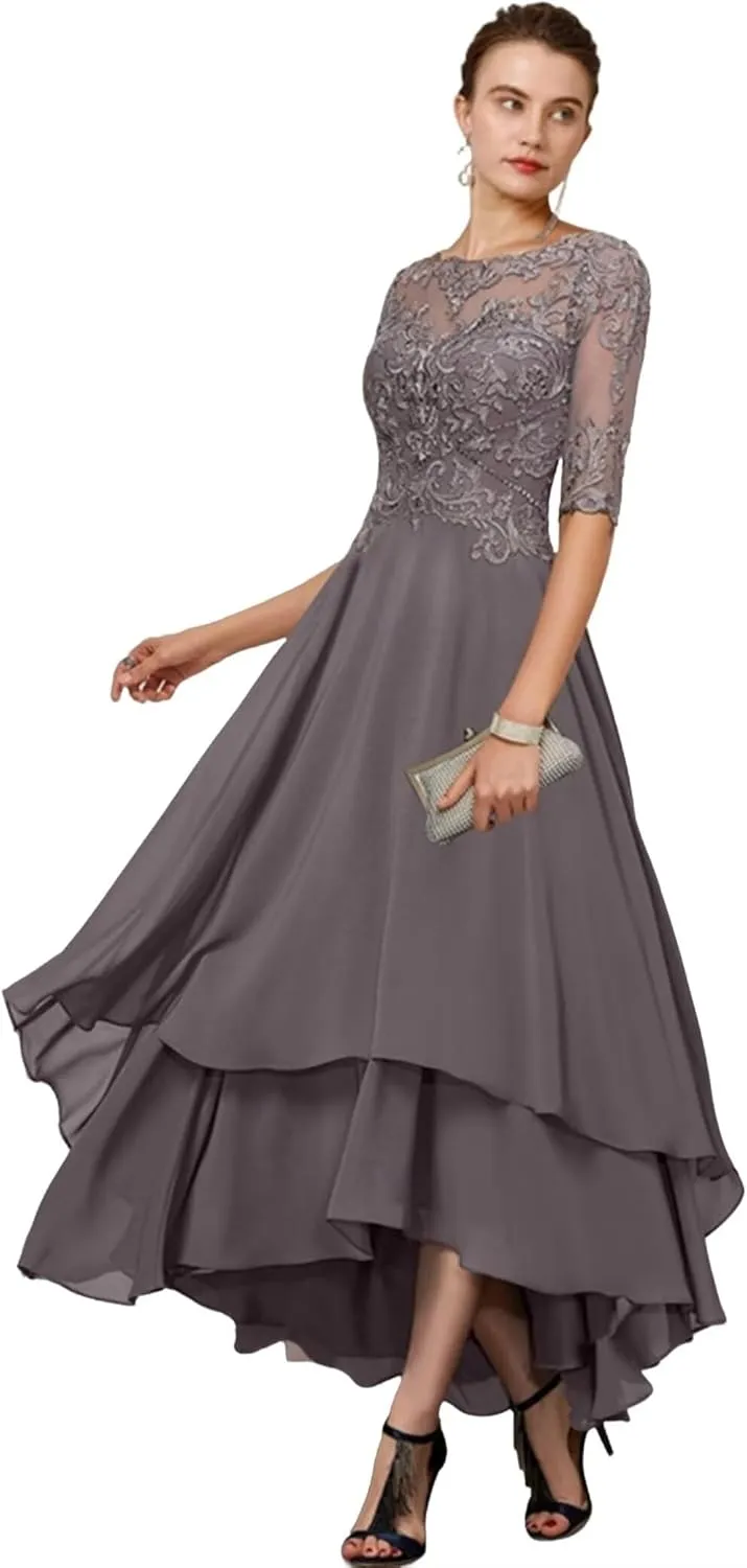 Mother of The Bride Dress for Wedding Lace Applique Chiffon A-Line 3/4 Sleeve Formal Evening Gowns 2025