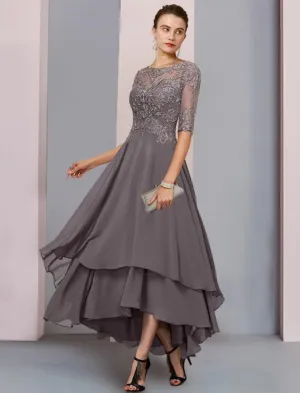 Mother of The Bride Dress for Wedding Lace Applique Chiffon A-Line 3/4 Sleeve Formal Evening Gowns 2025