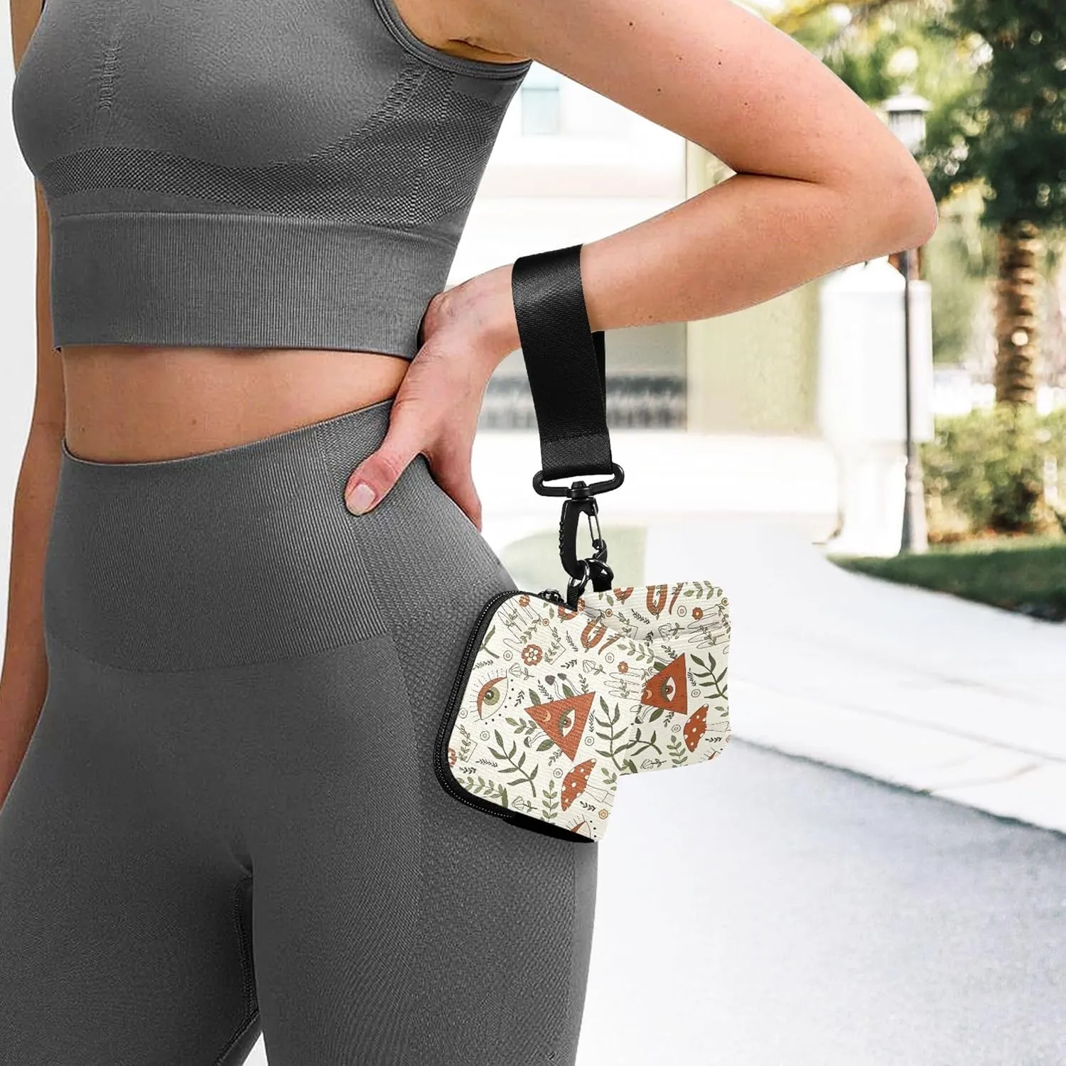 Mushroom Stylish Pattern Women's Change Wallet Card Cases Small Detachable Card Wallet Money Organizer with Wristle Strap for Men Women 2 Pcs
