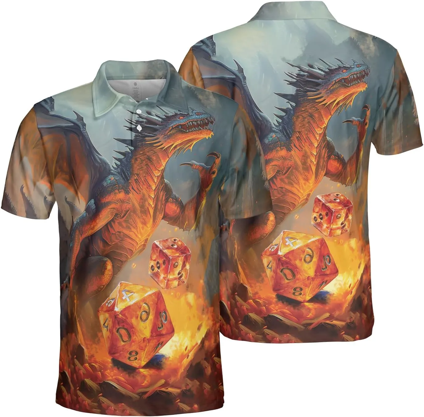 Mythical Dragon Polo Golf Shirts for Men Women - Dungeon Mens Polo Shirts Short Sleeve Mens Polo Shirts Dry Fit Serie 52