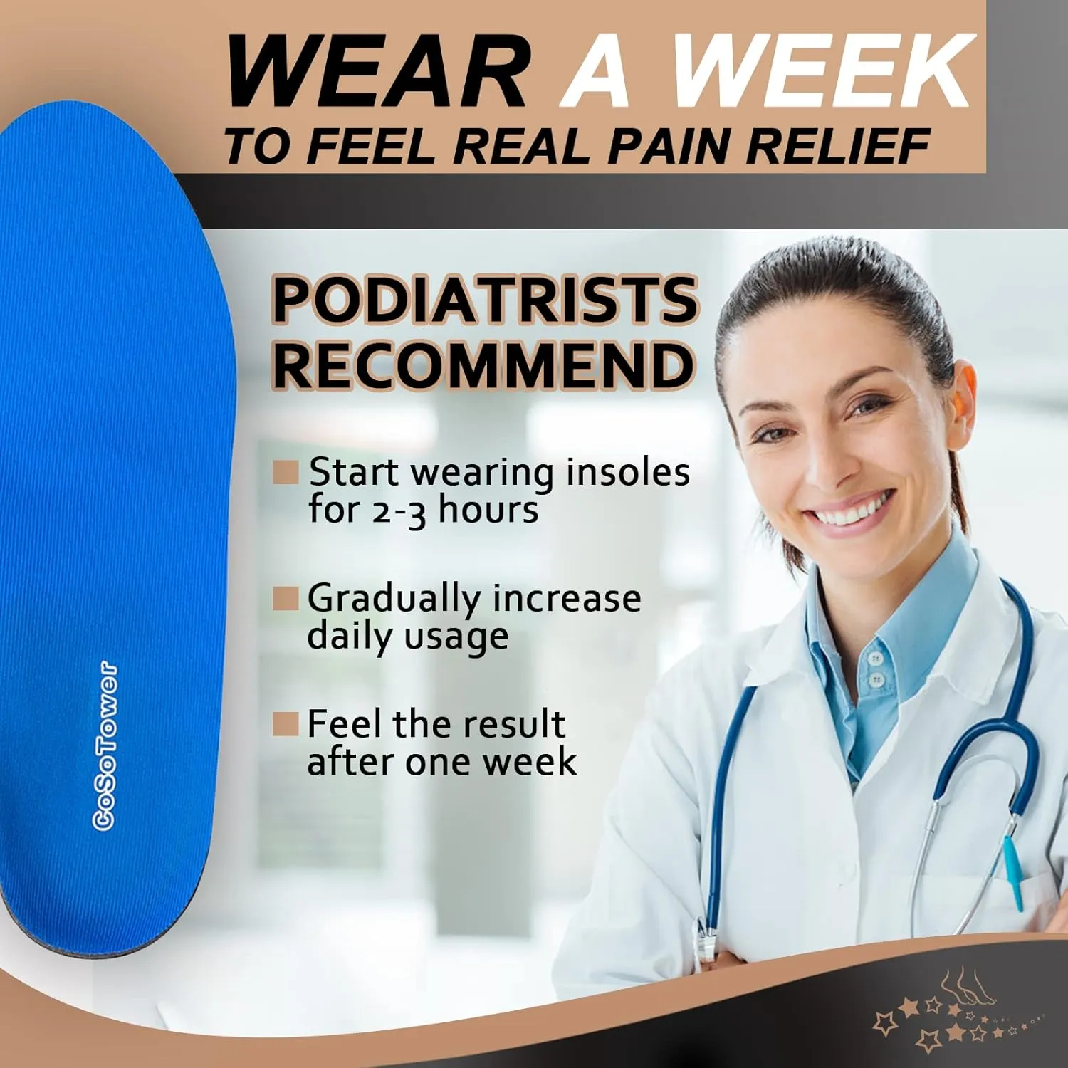 Orthotic Inserts Arch Support Insoles for Flat Feet, Over Pronation, Foot Pain, Plantar Fasciitis Relief Shoe Insoles for Women Men, Heavy Duty Support, Absorb Shock with Every Step