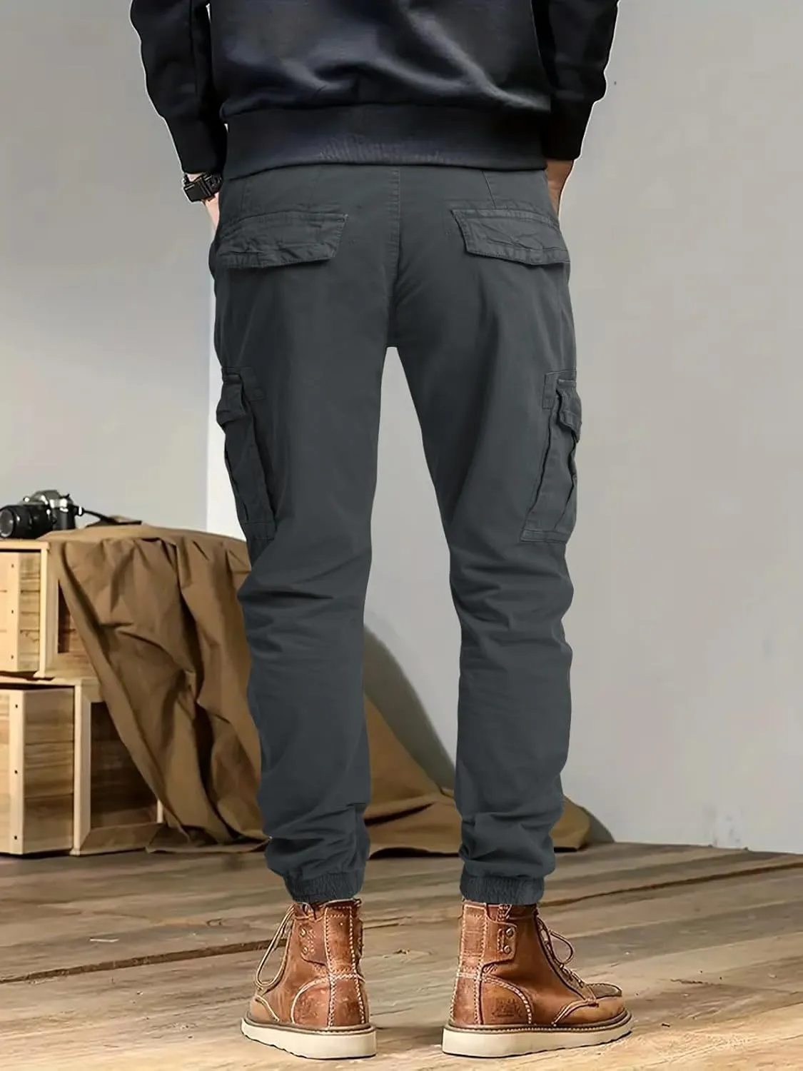 OUTSON Men's Relaxed Fit Cargo Pants 8 Pockets Work Pants Casual Outdoor Pants Ripstop Tactical Pants for Men