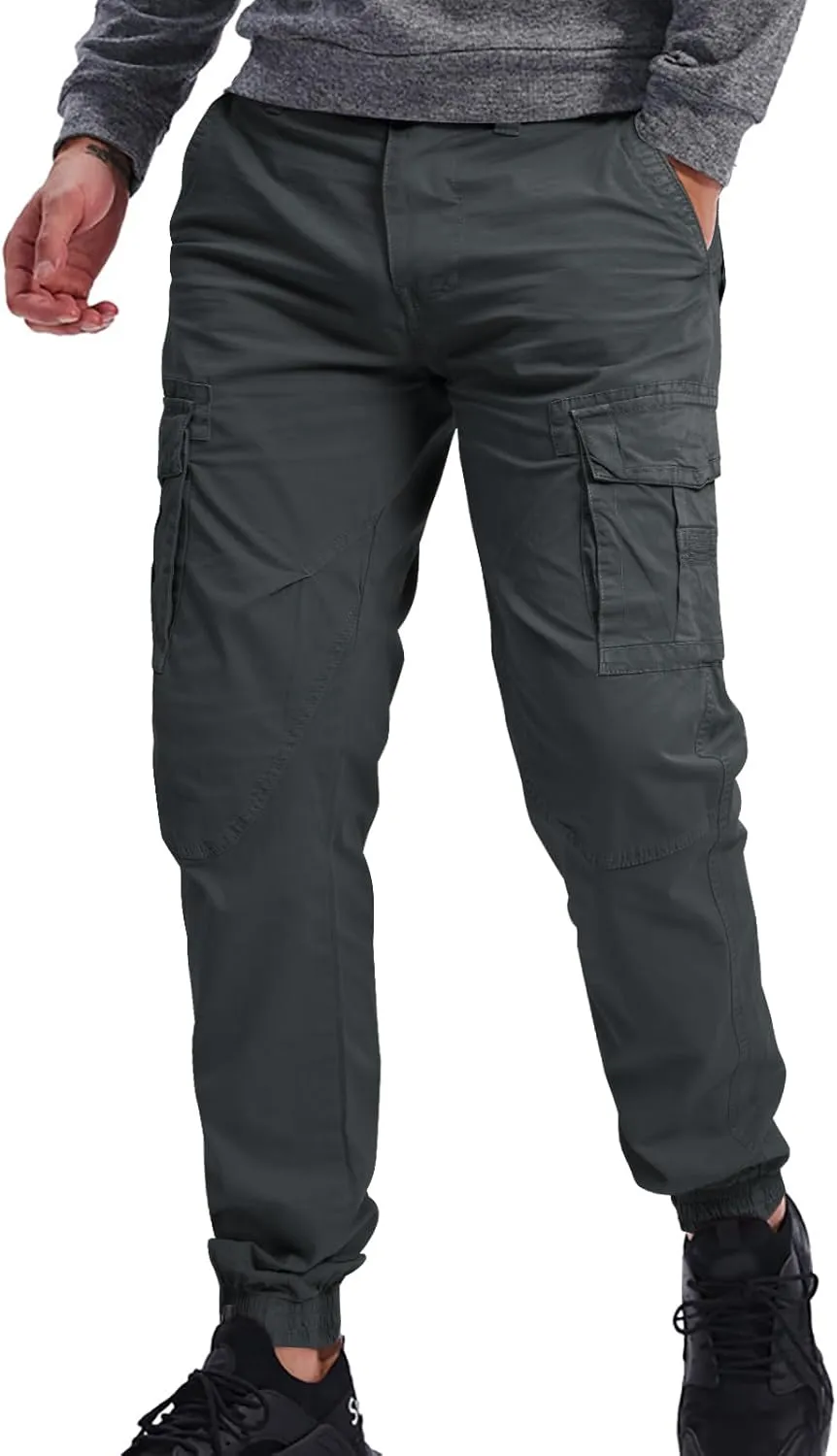 OUTSON Men's Relaxed Fit Cargo Pants 8 Pockets Work Pants Casual Outdoor Pants Ripstop Tactical Pants for Men